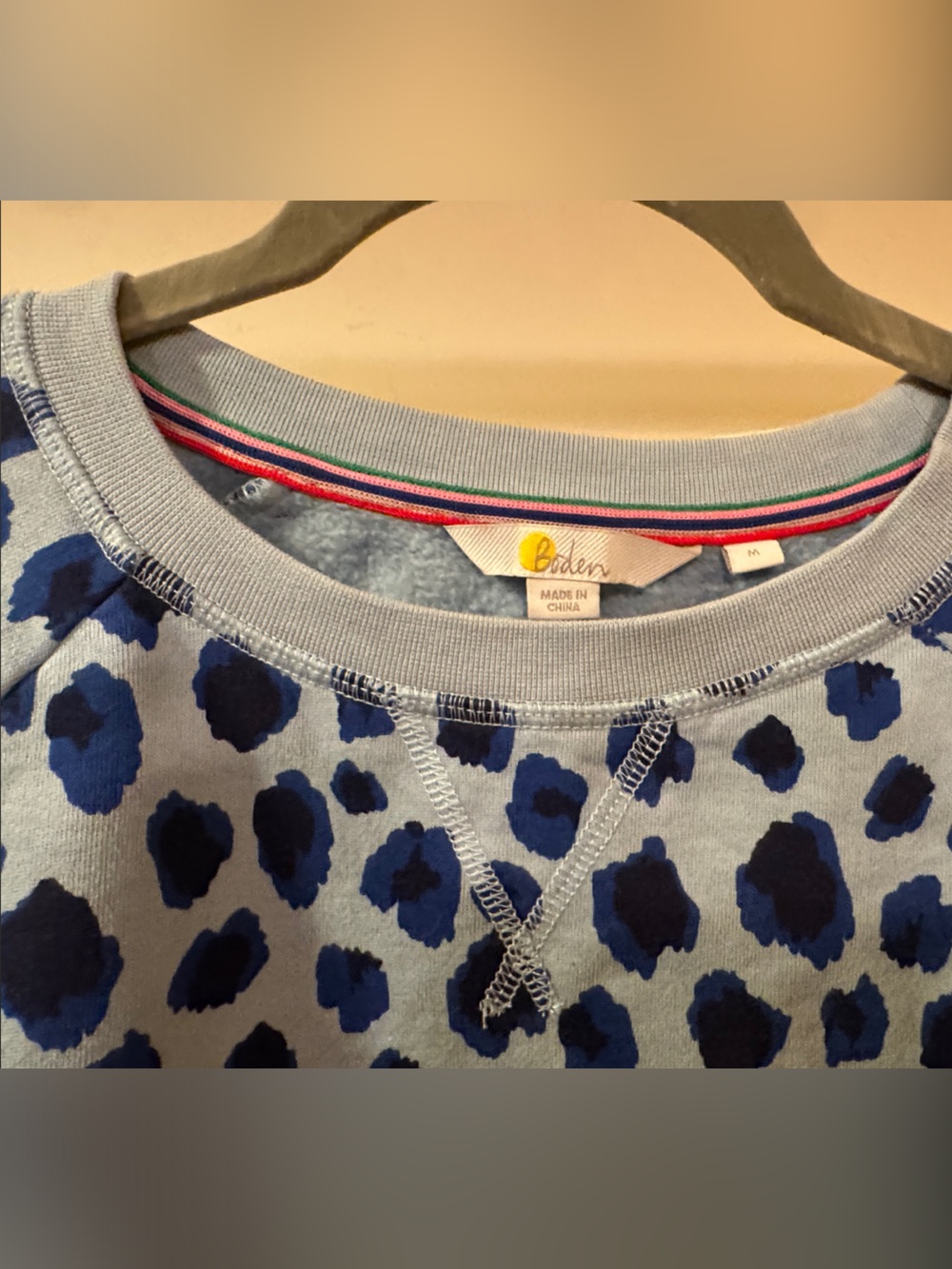 Boden Light Blue Leopard-Print Crewneck Sweatshirt - Picture 2 of 6